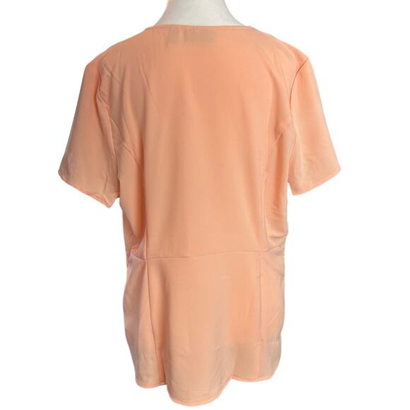 Denim & Co Button Front Top Soft Peach Size Medium Polyester Spandex Blend NEW - Picture 4 of 6